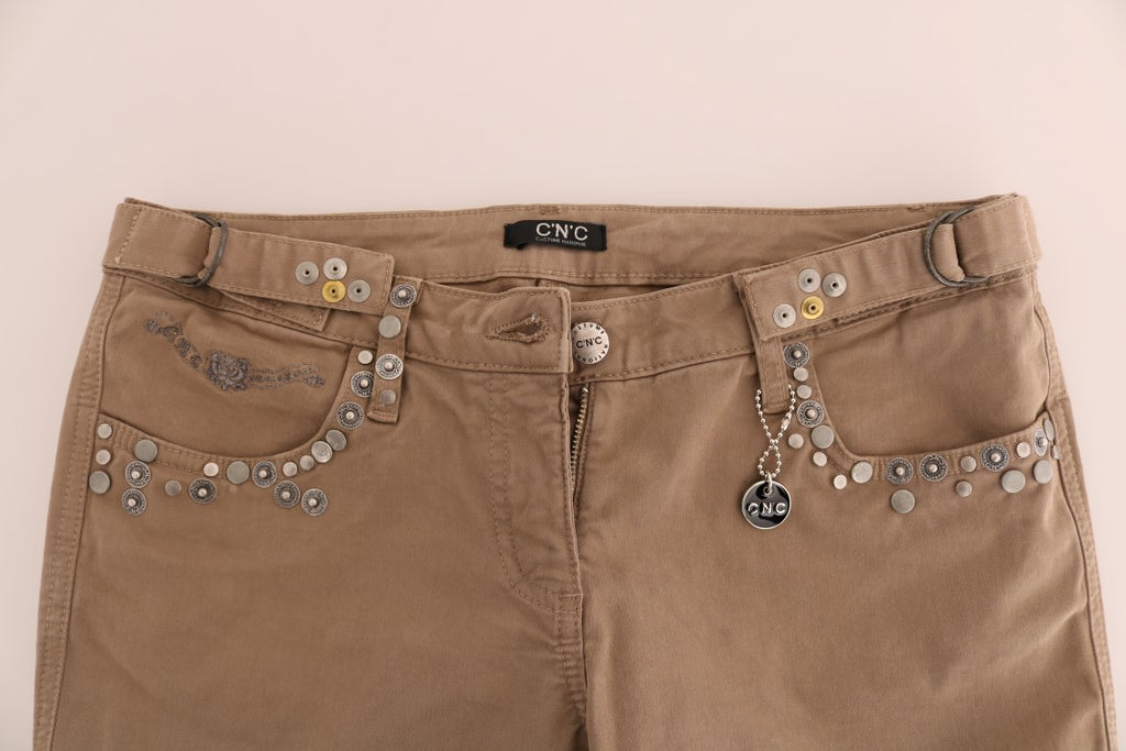 Costume National Beige Baumwolle Stretch Slim Fit Jeans