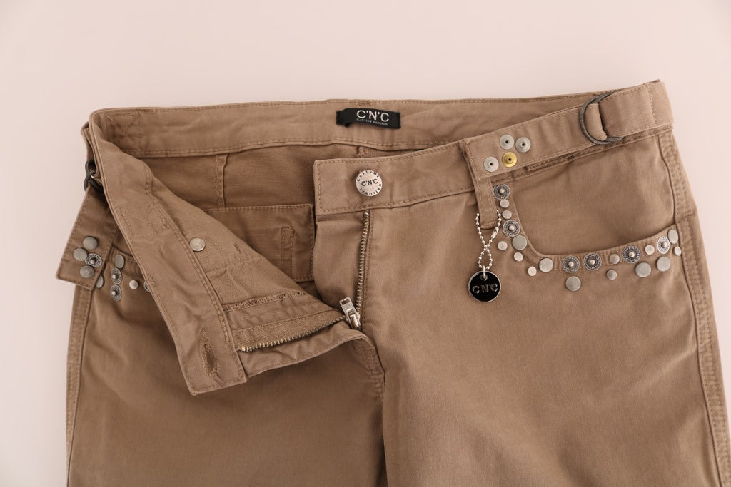Costume National Beige Baumwolle Stretch Slim Fit Jeans