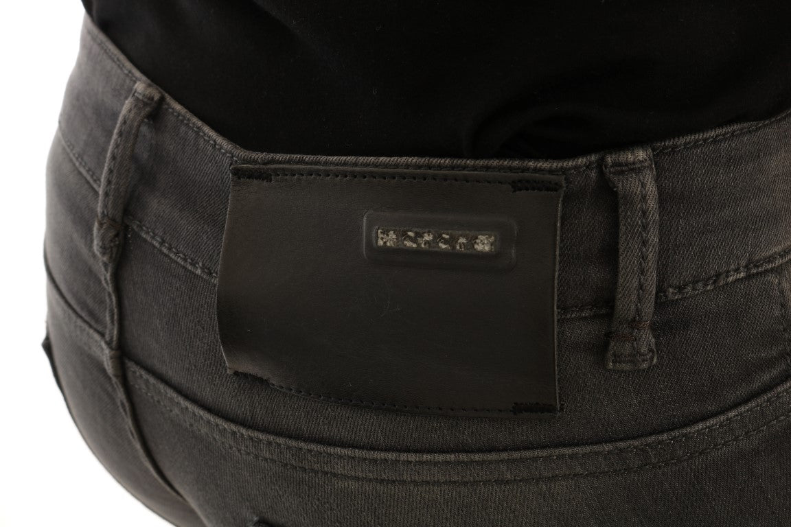 Acht Graue Slim Fit Denim-Jeans aus Baumwolle