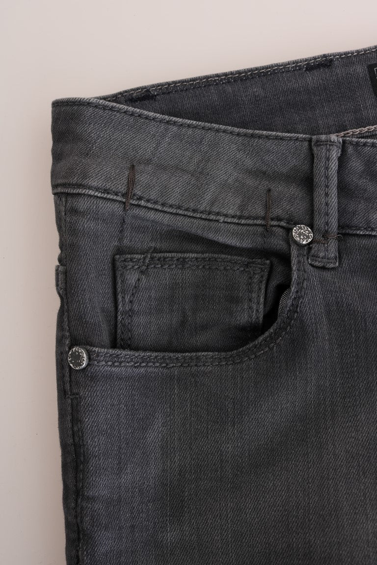 Acht Graue Slim Fit Denim-Jeans aus Baumwolle
