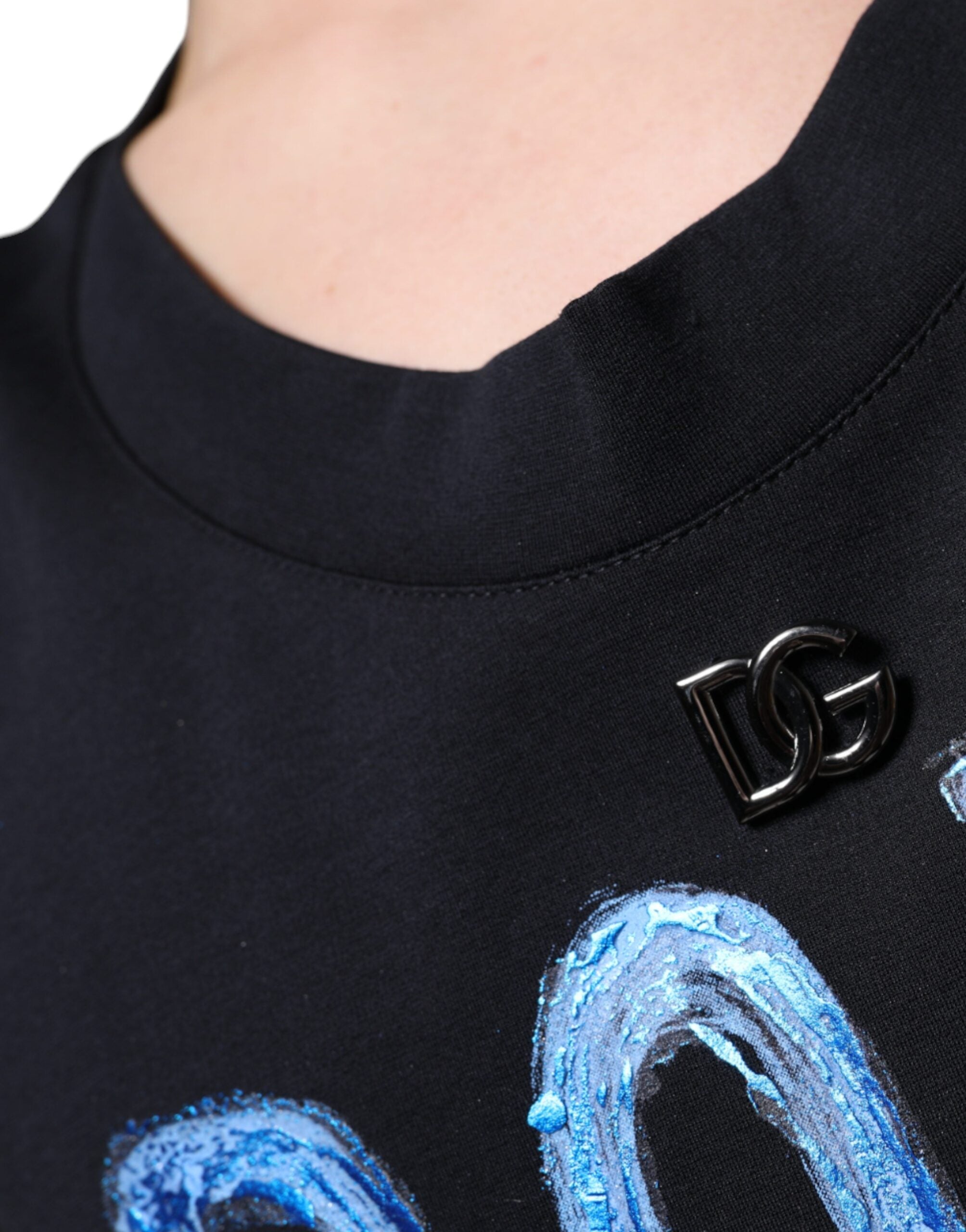 Dolce & Gabbana Schwarzes Baumwoll-T-Shirt "Born To Be Free" ohne Ärmel