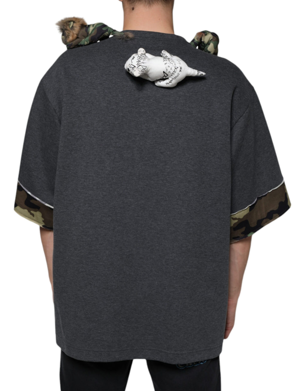 Dolce & Gabbana Graues Camouflage Animal Stuff Baumwoll-T-Shirt