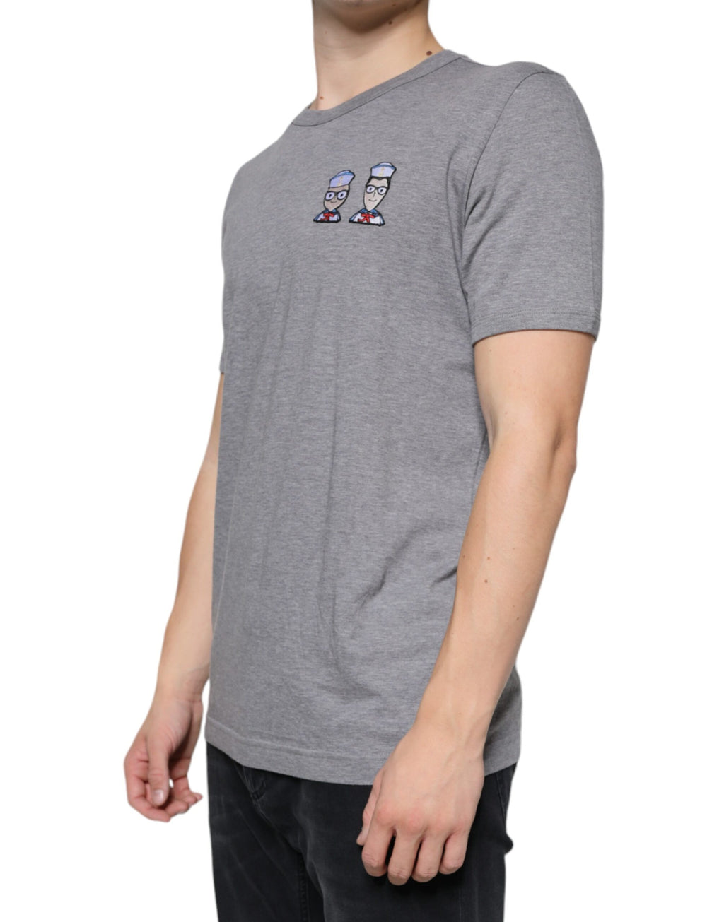 Dolce & Gabbana Graues Baumwoll-T-Shirt #DGFamily mit kurzen Ärmeln