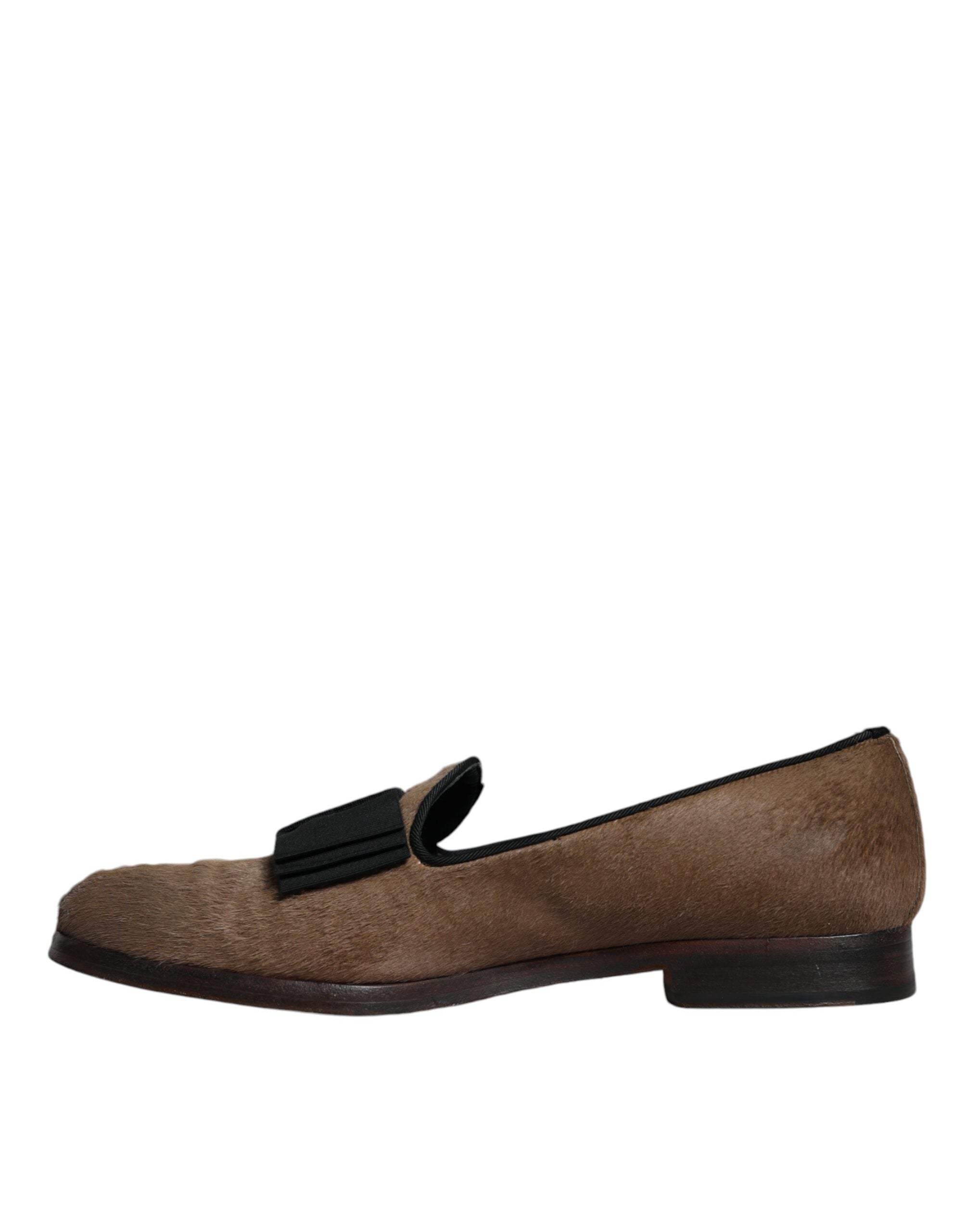 Dolce & Gabbana Braune Kalbshaar Leder Loafers Formelle Anzugschuhe