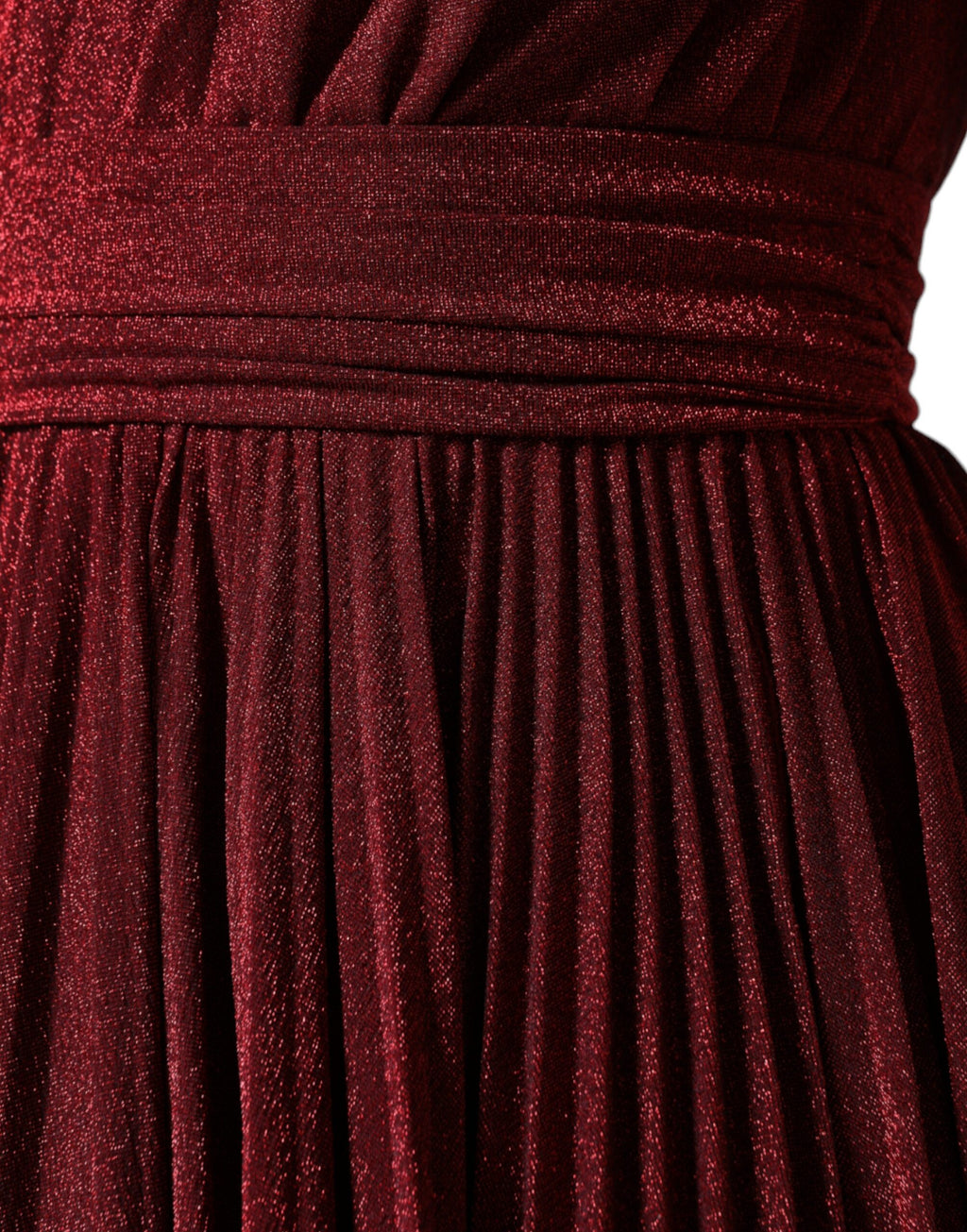 Dolce & Gabbana rotes plissiertes A-Linien-Minikleid mit einem Schulterträger