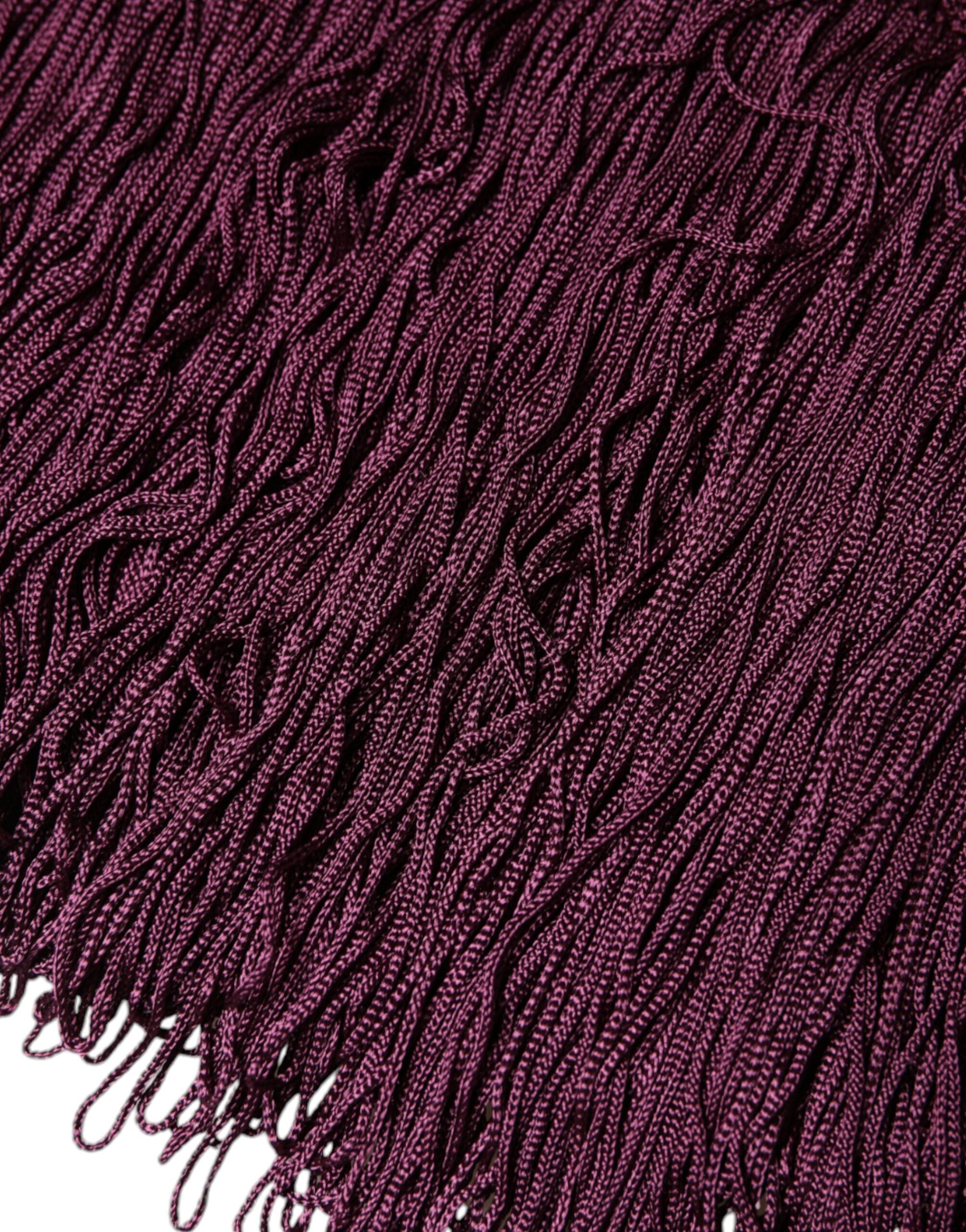 Dolce & Gabbana Schwarzes gepunktetes Midikleid aus Seide mit V-Ausschnitt und Quasten