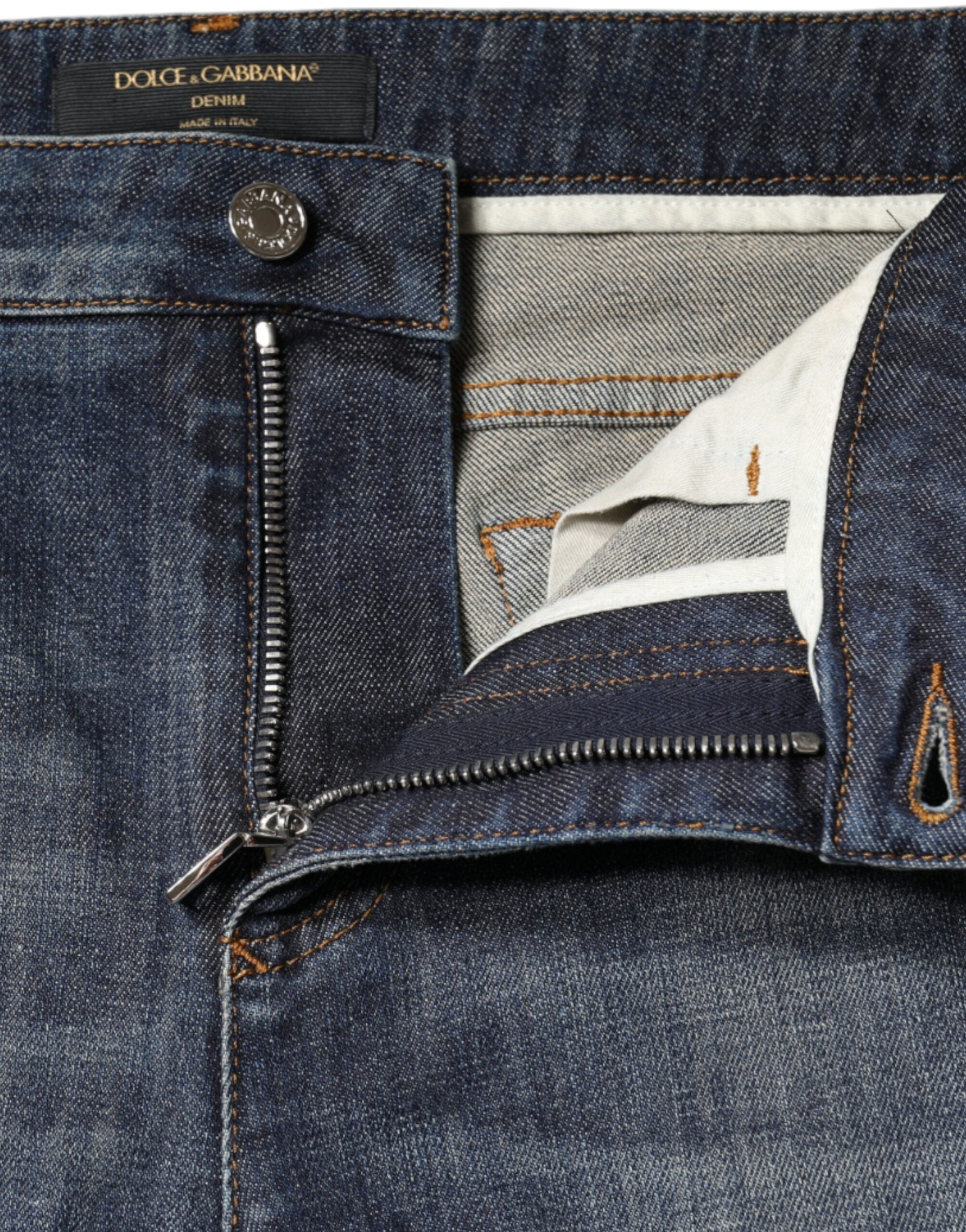 Dolce & Gabbana Dunkelblaue Baumwoll-Stretch-Skinny-Denim-Jeans
