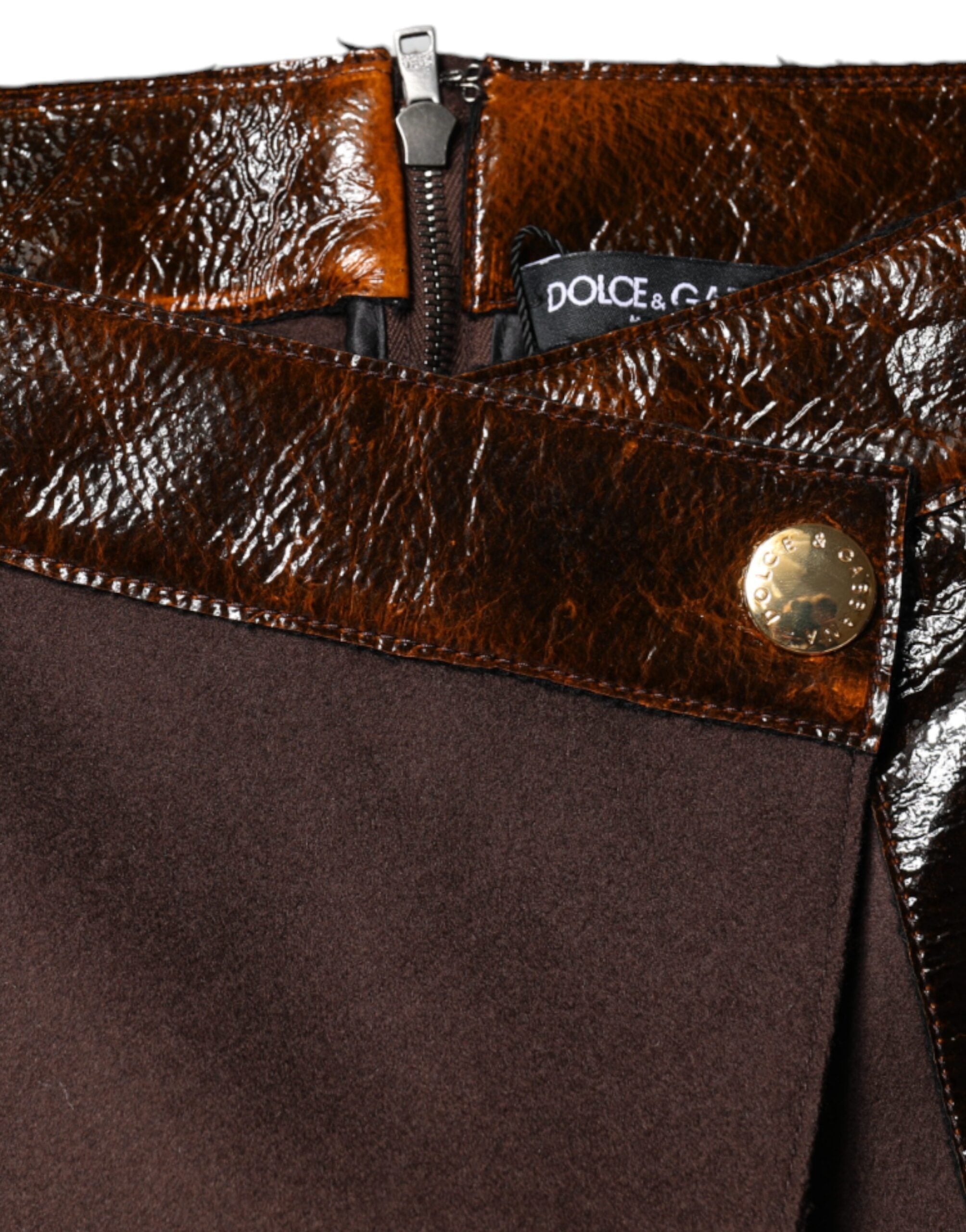 Dolce & Gabbana Brauner Minirock aus Schurwolle mit mittlerer Taille in A-Linie