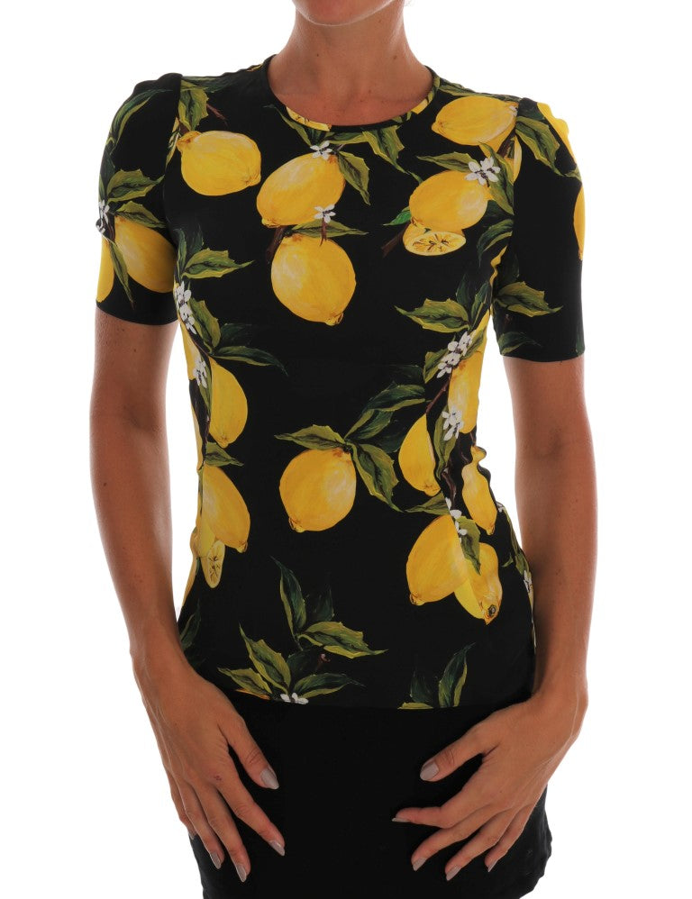 Dolce & Gabbana Mehrfarbiges Lemon Silk Stretch T-Shirt