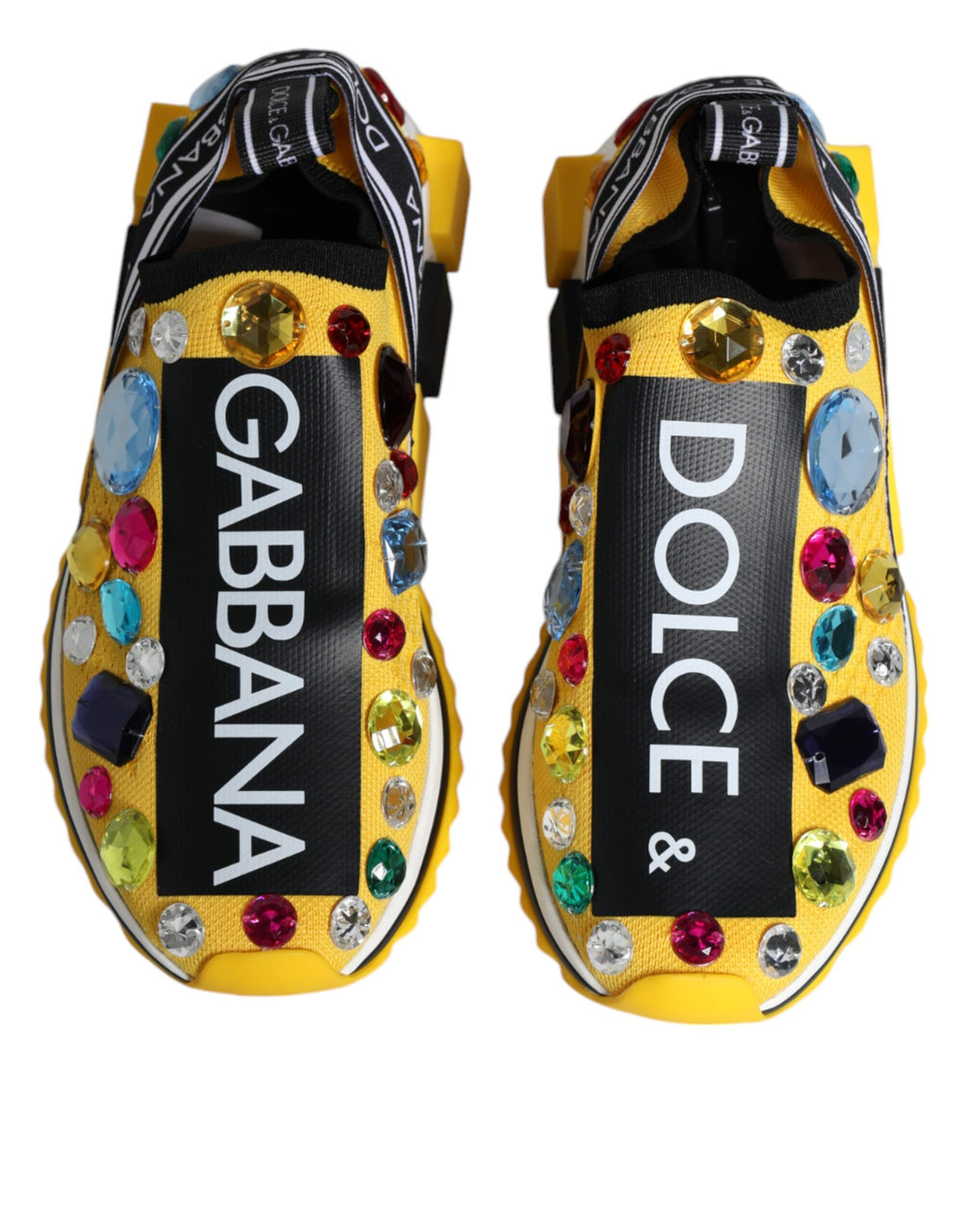 Dolce & Gabbana Gelb Sorrento Kristalle Low Top Turnschuhe Schuhe