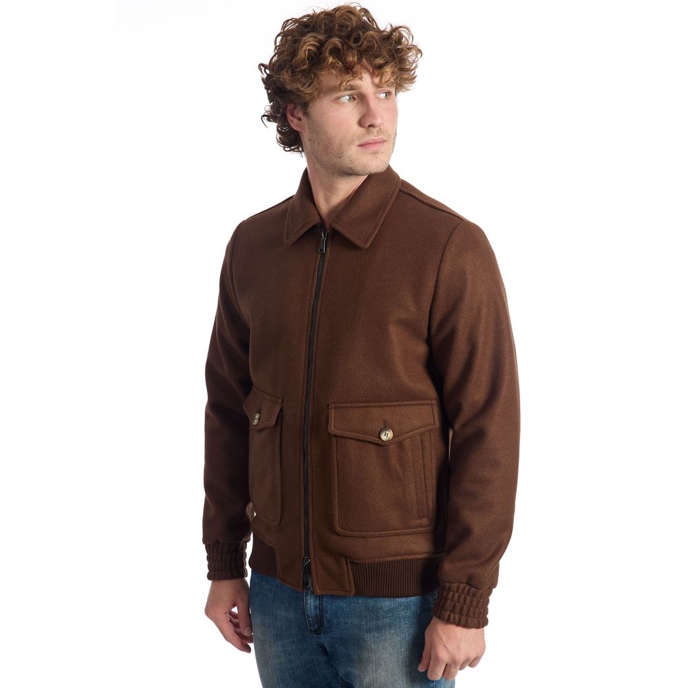 Roberto Pepe Luxury Braune Jacke aus Wolle für Männer