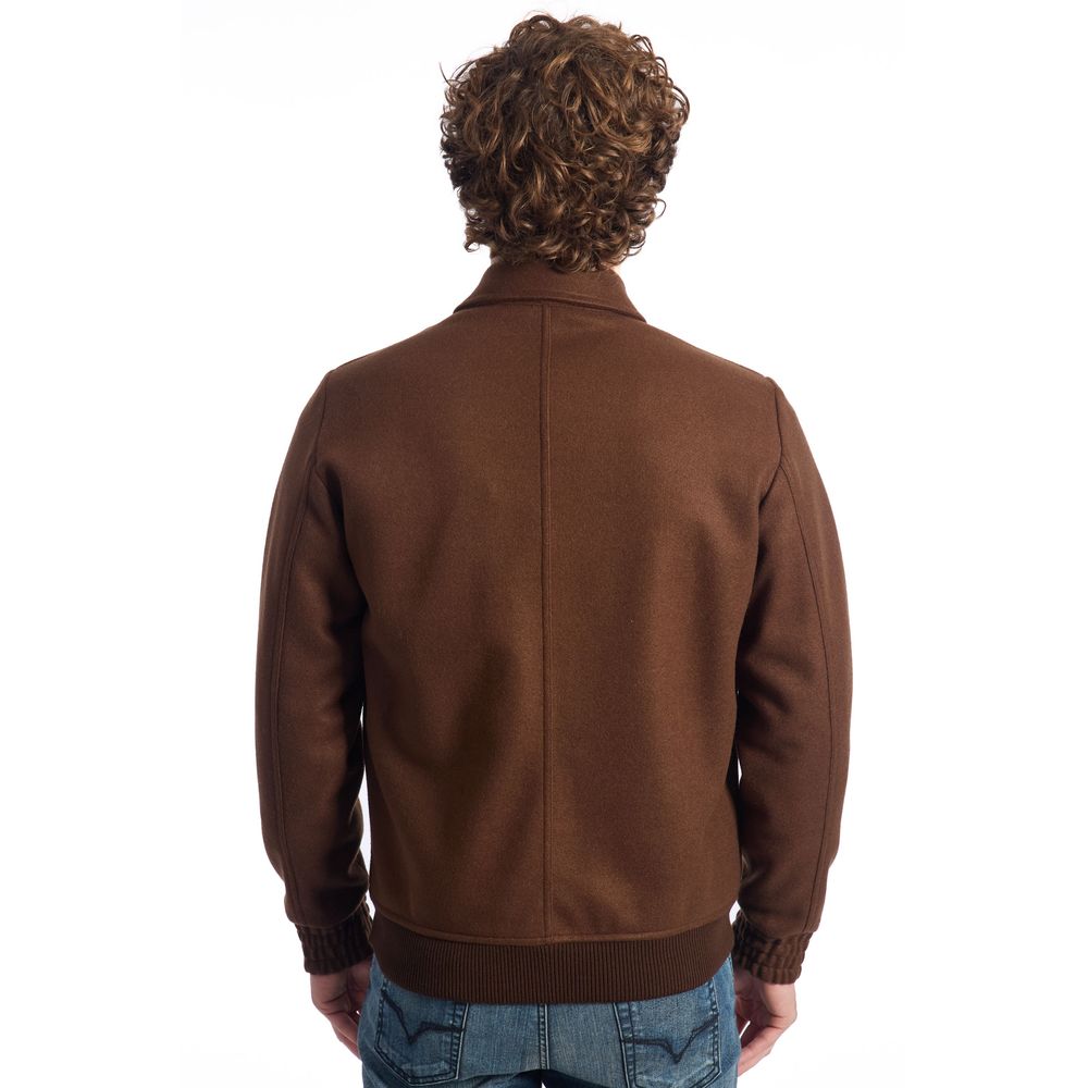 Roberto Pepe Luxury Braune Jacke aus Wolle für Männer