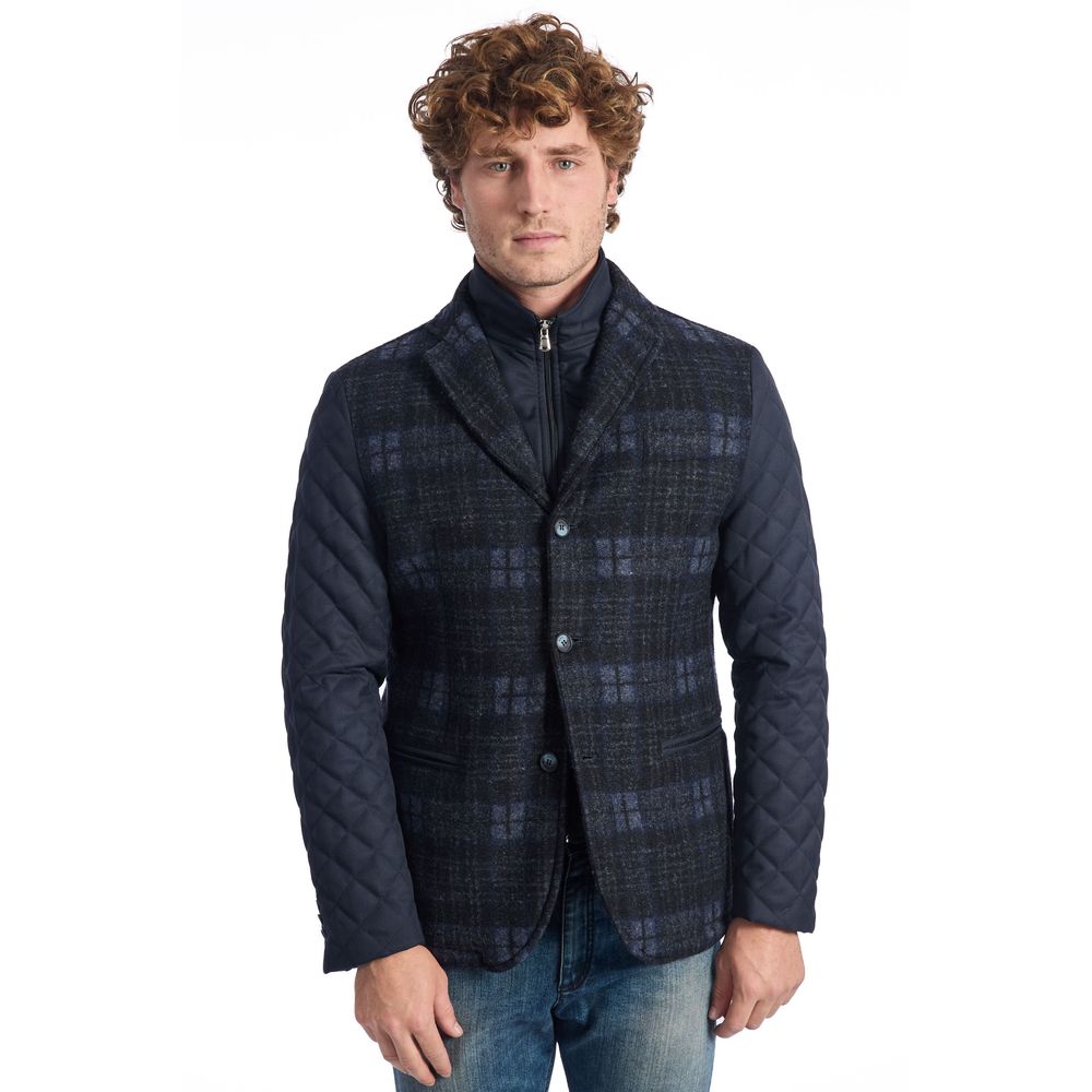 Roberto Pepe Luxury Blaue Wolljacke für Herren