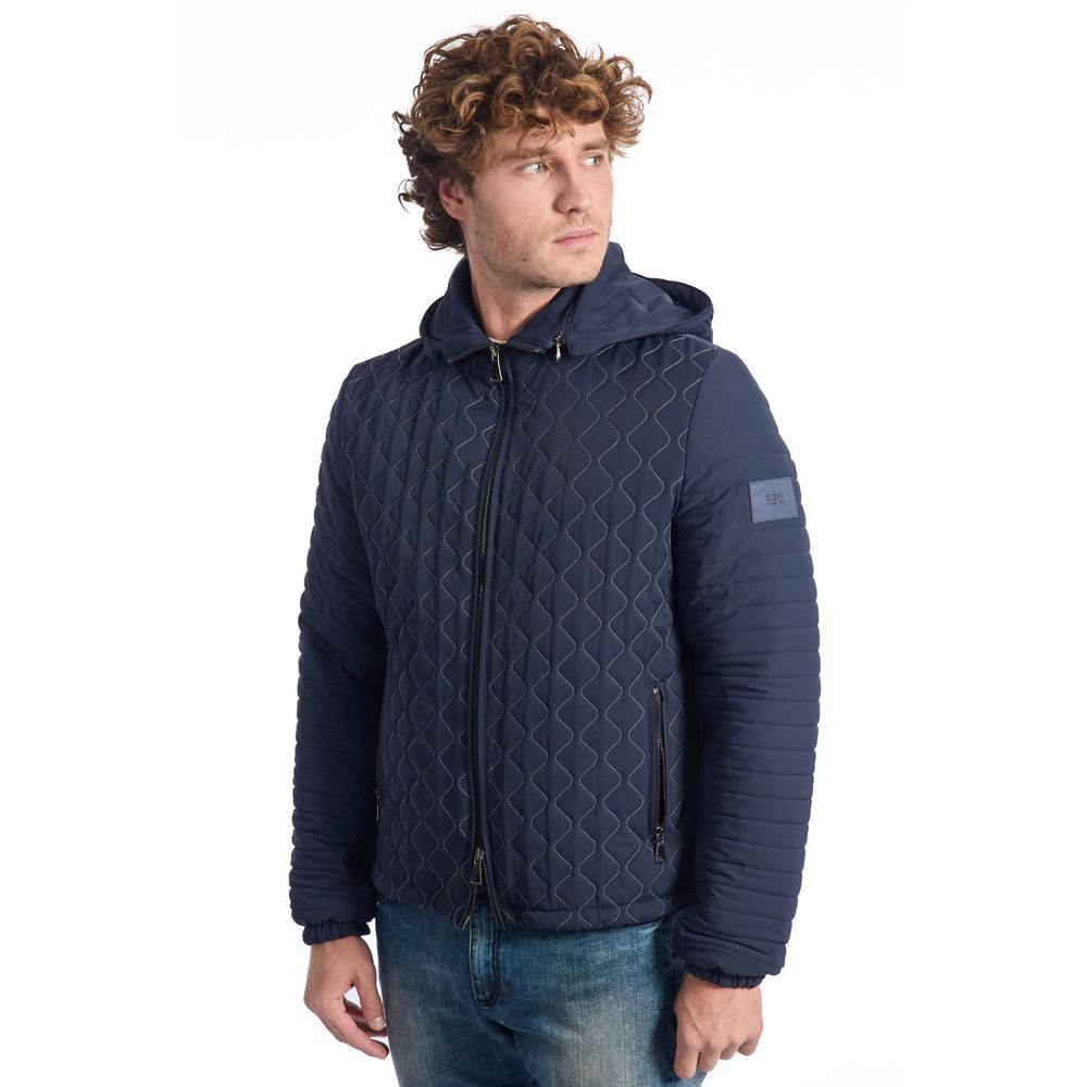 Roberto Pepe Luxury Blaue Polyamid-Steppjacke für Männer