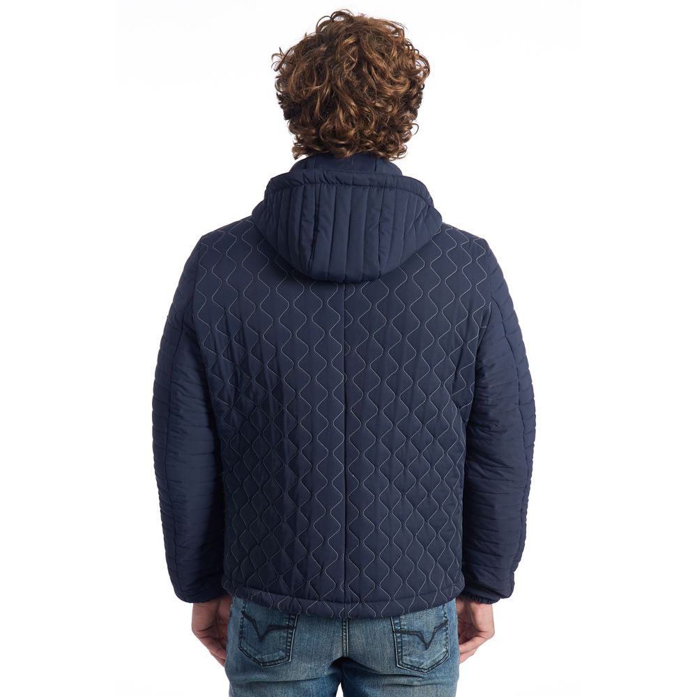 Roberto Pepe Luxury Blaue Polyamid-Steppjacke für Männer