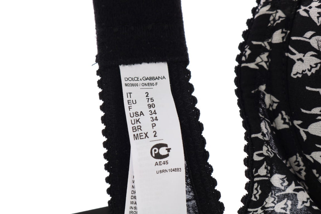 Dolce & Gabbana Schwarz Seide Weiß Spitze Stretch Unterwäsche BH