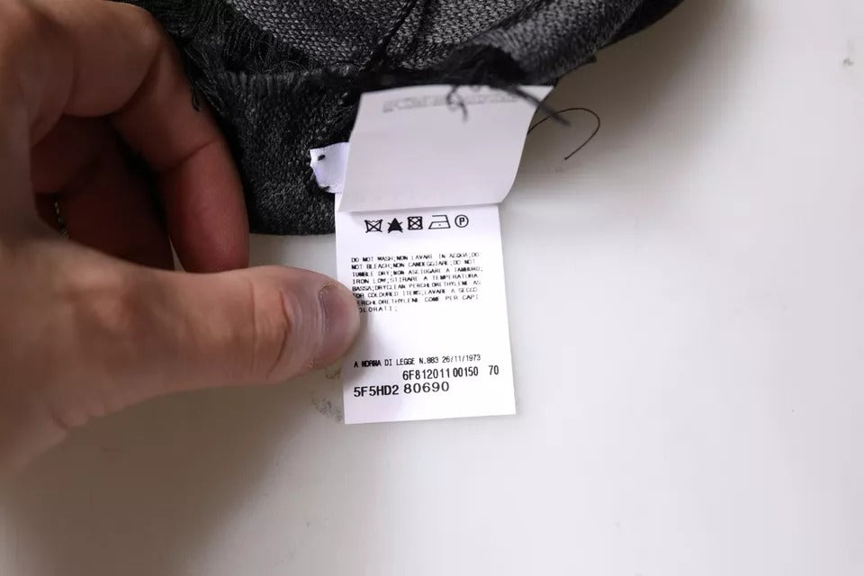 GF Ferre Dunkelgrauer Foulardschal aus Wolle und Viskose mit Muster