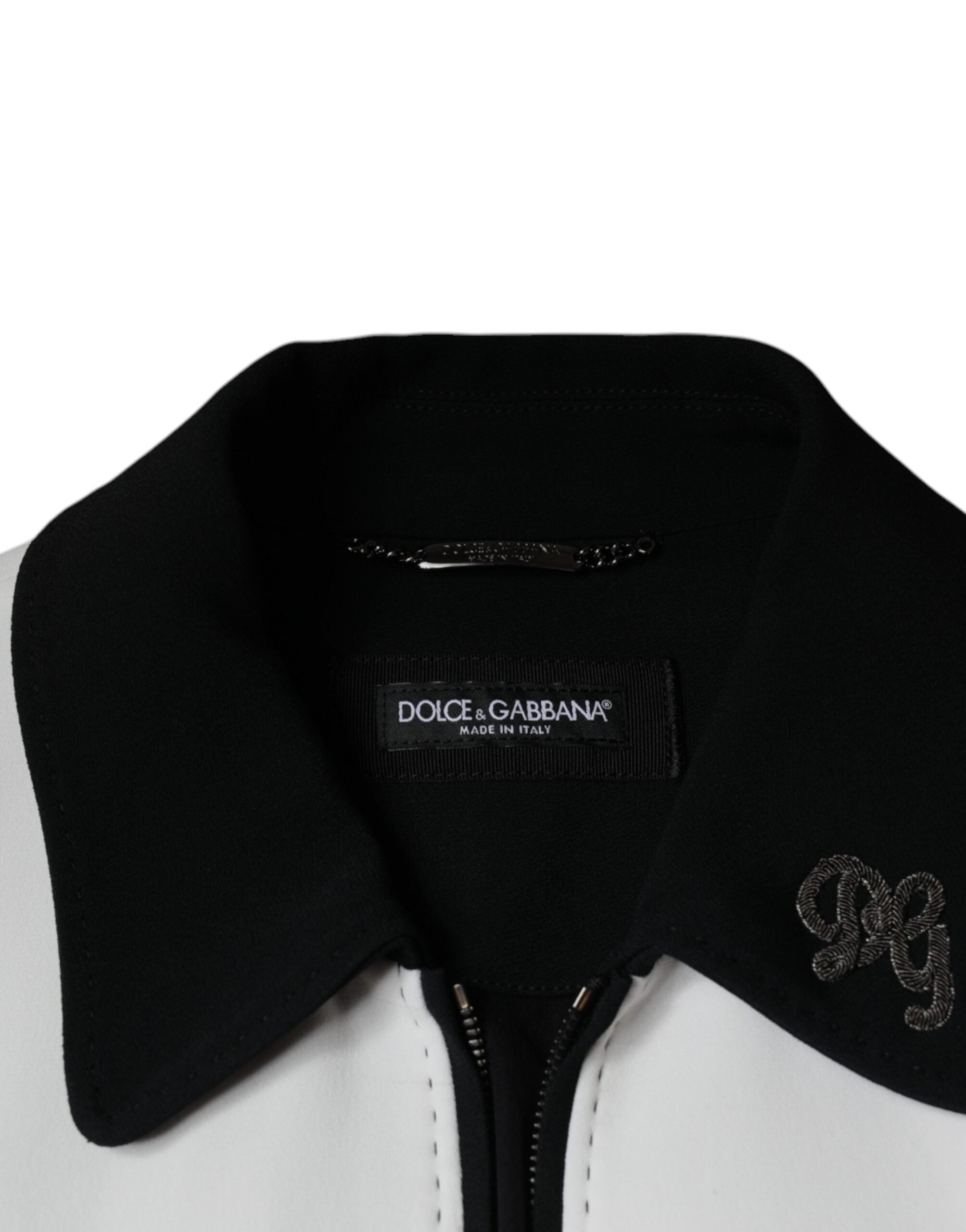 Dolce & Gabbana Schwarz Weiß DG Crown Full Zip Blouson Jacke