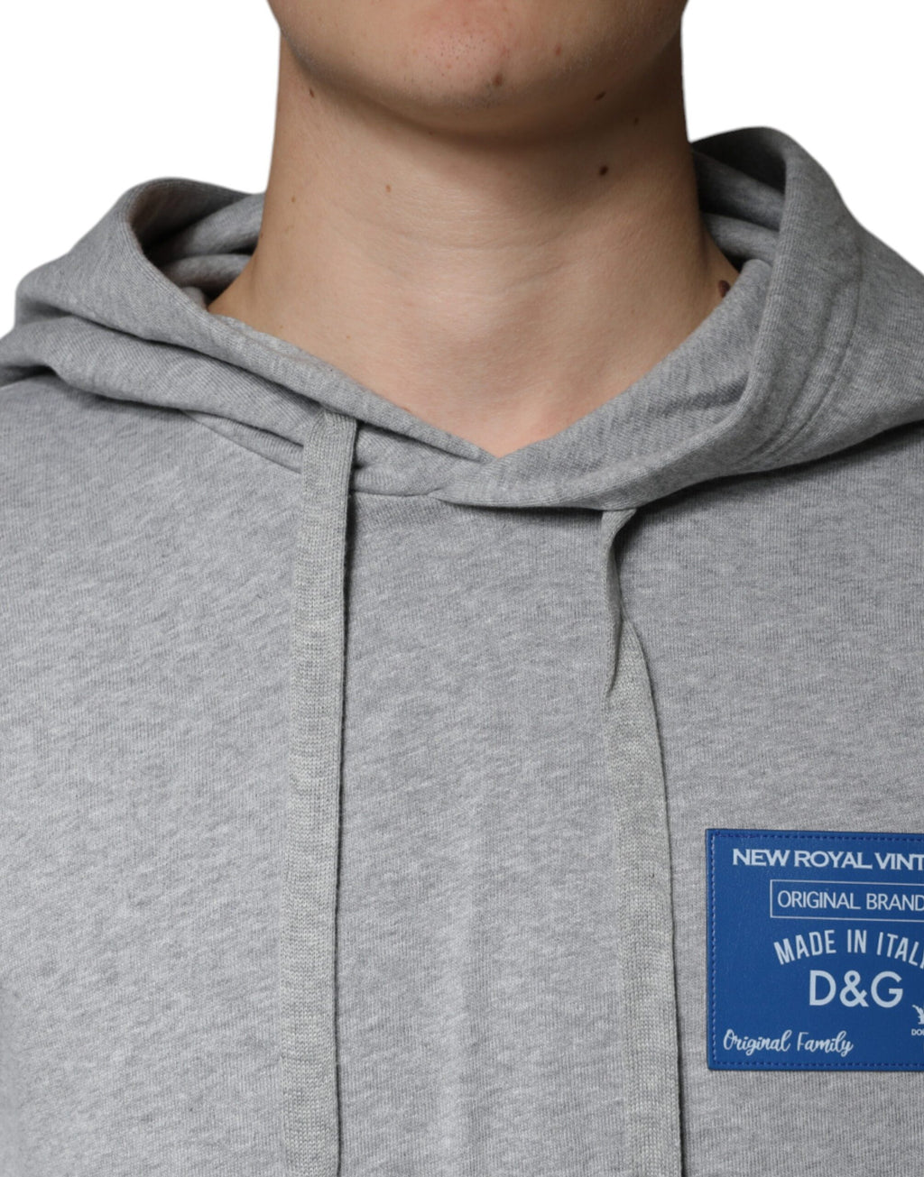Dolce & Gabbana Graues Baumwoll-Logo-Sweatshirt mit Kapuze Pullover
