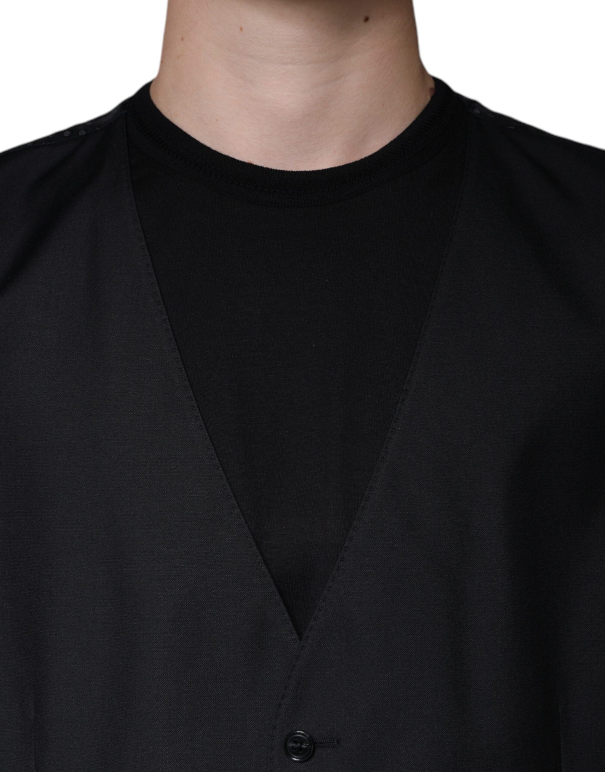 Dolce & Gabbana Schwarze Wollweste Kleid Formelle Weste