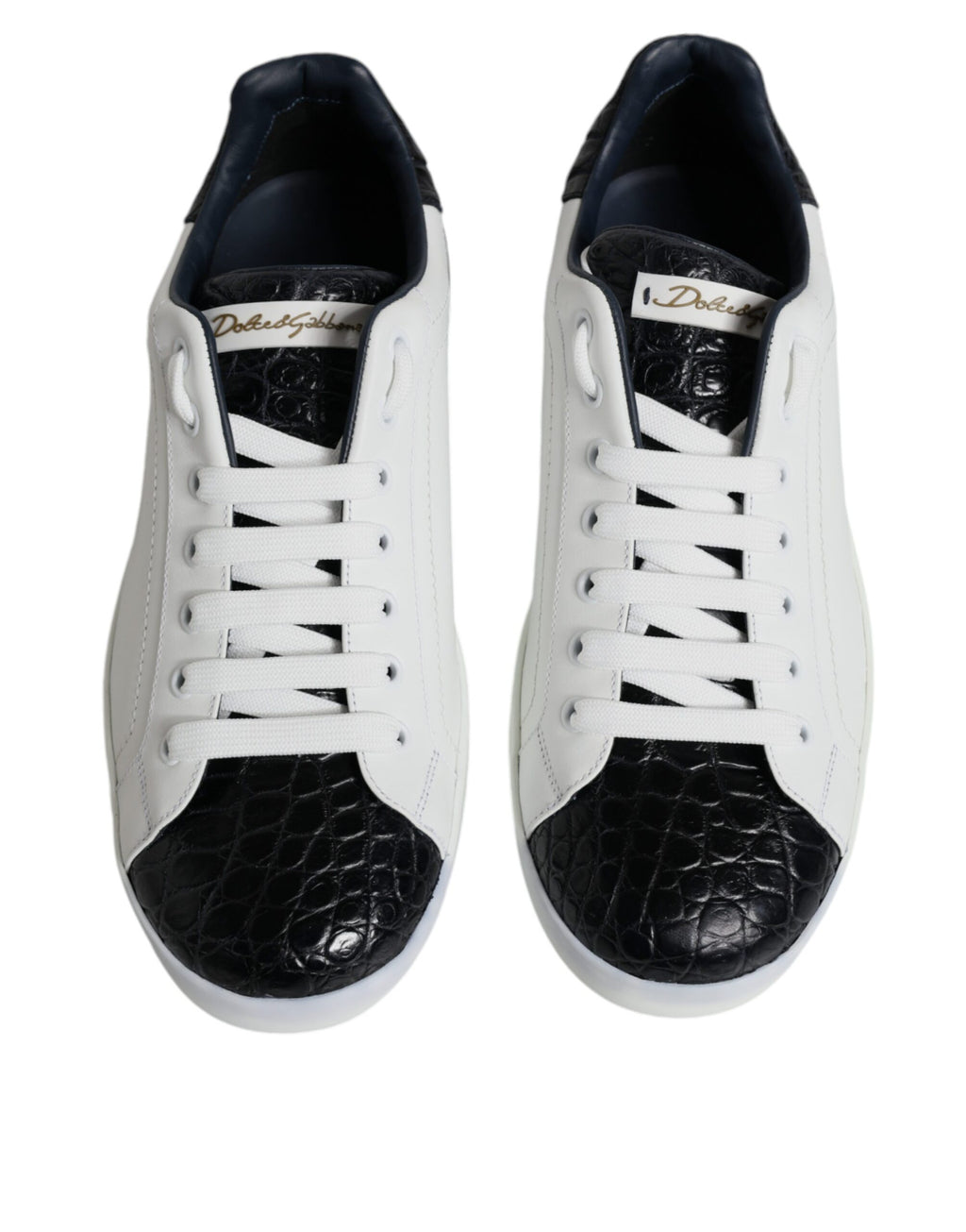 Dolce & Gabbana Weißes Leder Logo Portofino Sneaker Schuhe