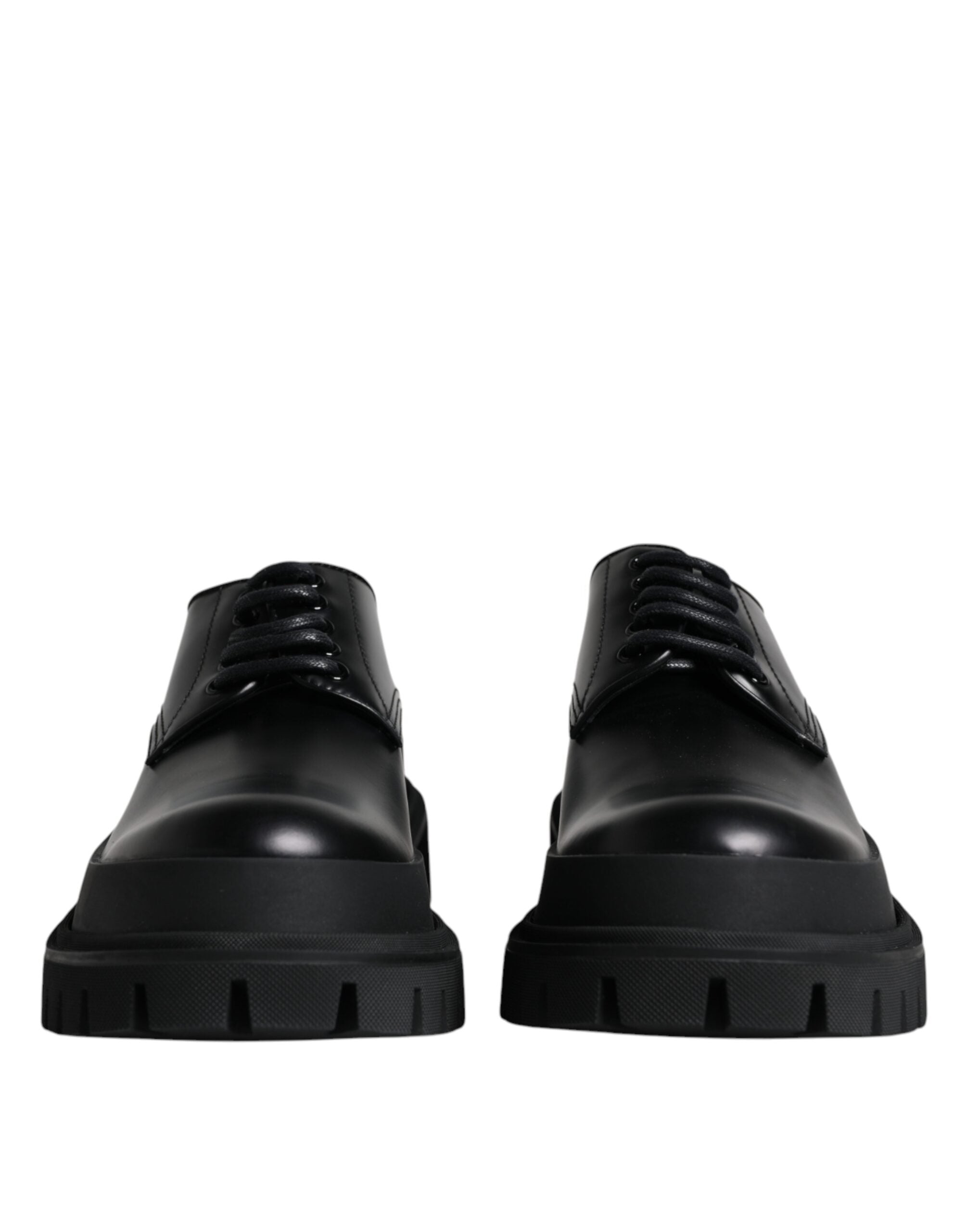 Dolce & Gabbana Schwarze Leder-Schnürschuhe für Trekking-Anzüge