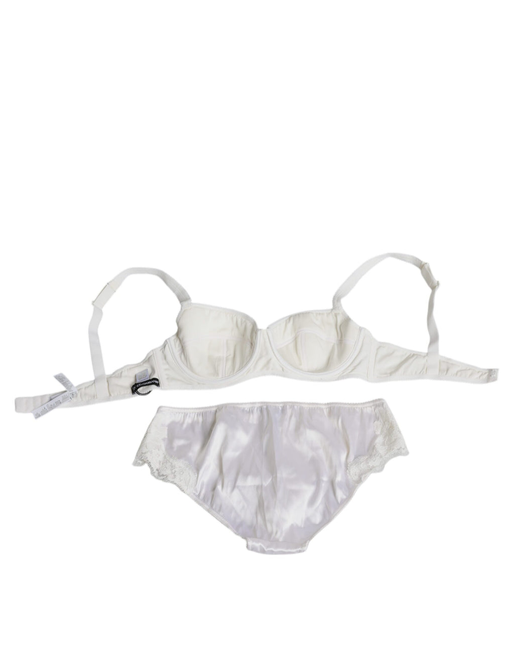Dolce & Gabbana Weißes Seiden-Stretch-Höschen Balconette-BH Unterwäsche