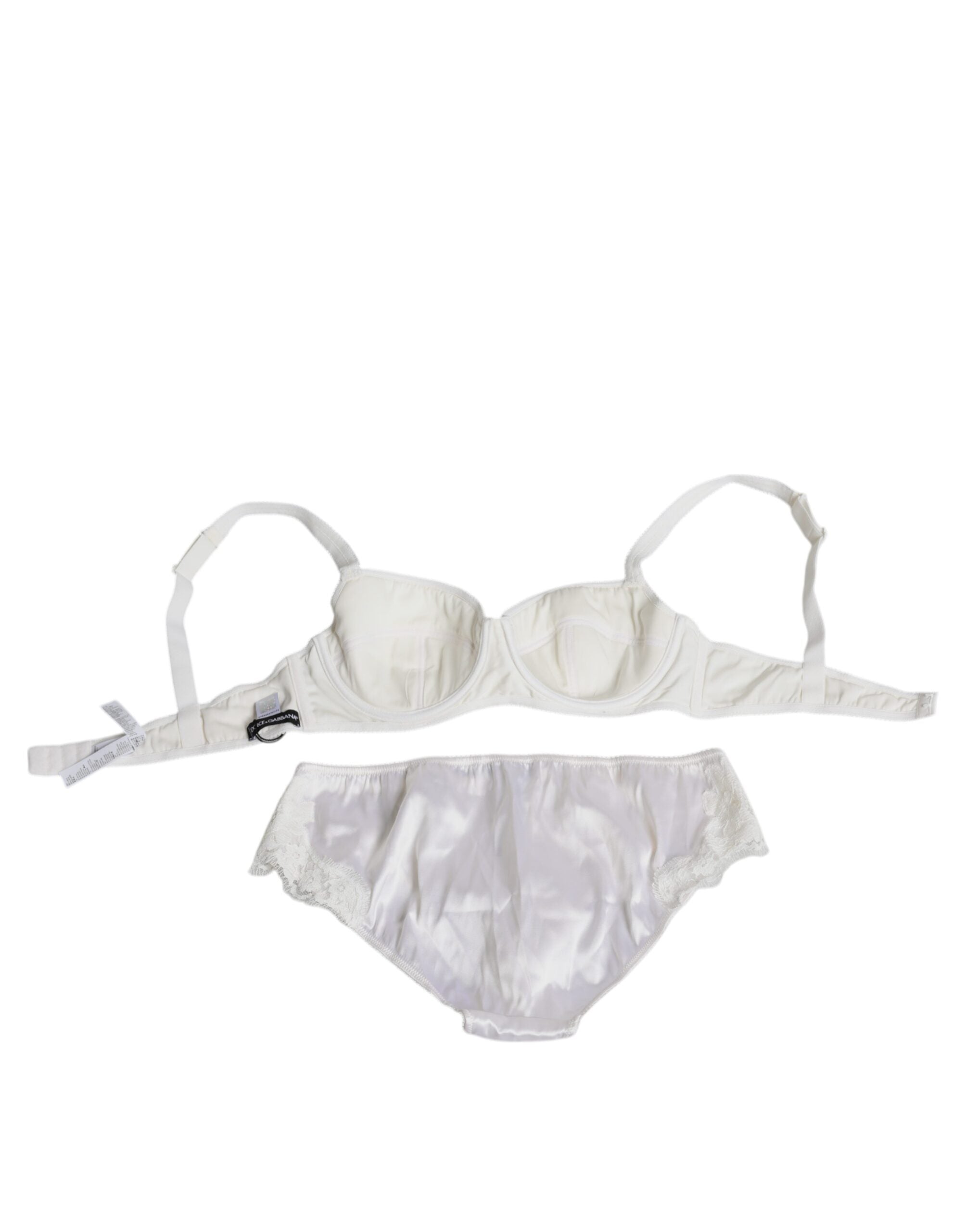 Dolce & Gabbana Weißes Seiden-Stretch-Höschen Balconette-BH Unterwäsche