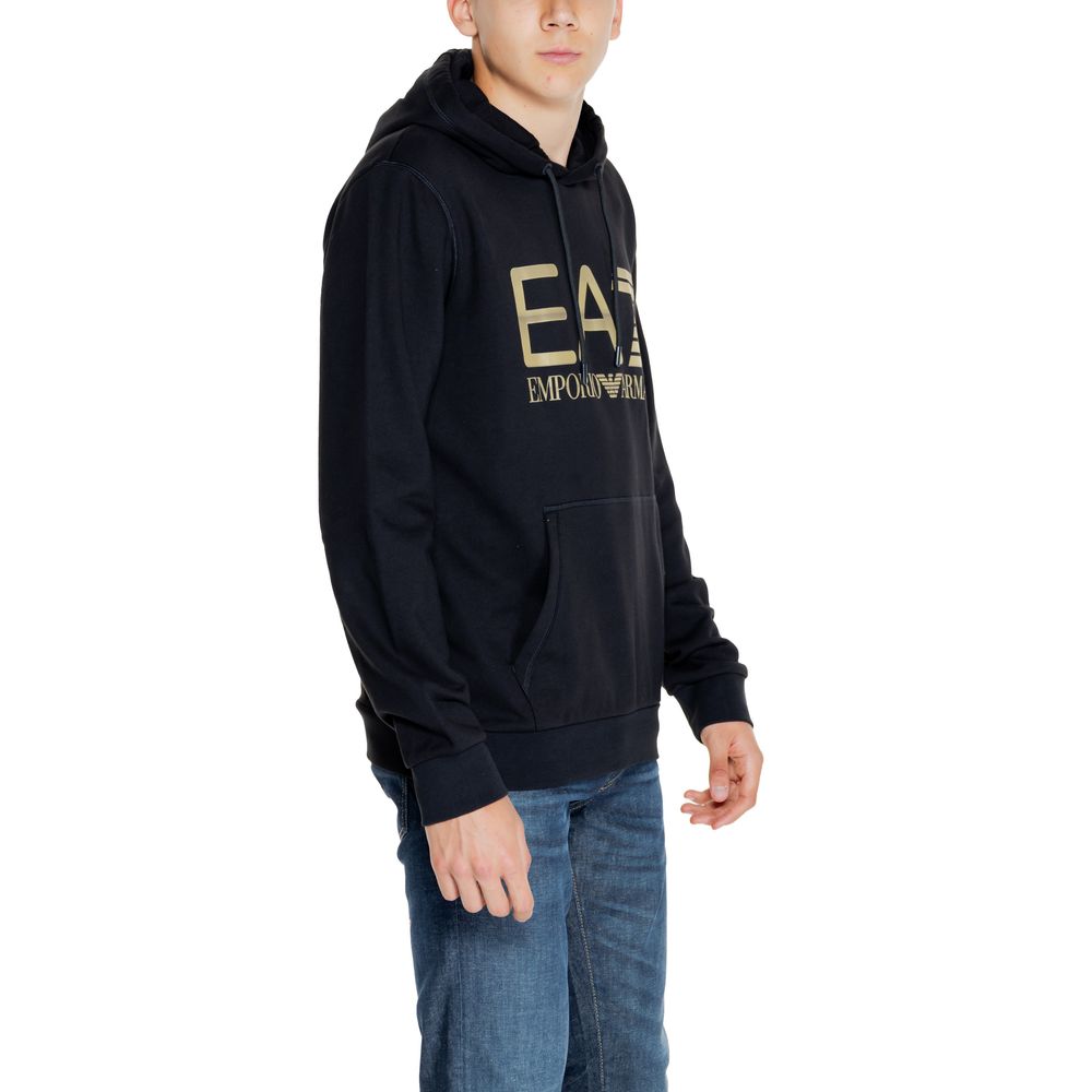 EA7 Emporio Armani Schwarzer Baumwoll-Kapuzenpulli