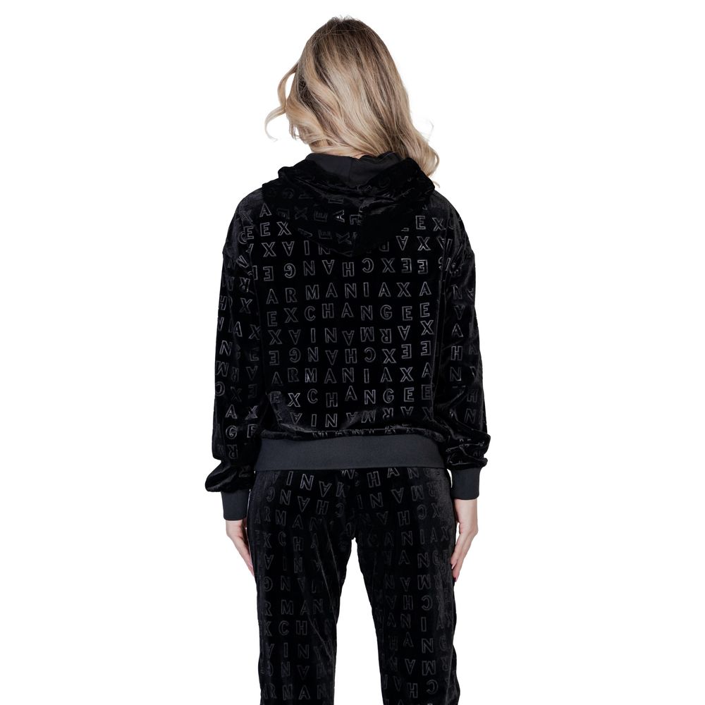 Armani Exchange Schwarzer Polyester-Kapuzenpulli