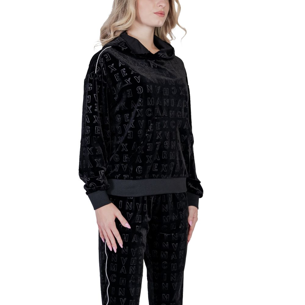 Armani Exchange Schwarzer Polyester-Kapuzenpulli