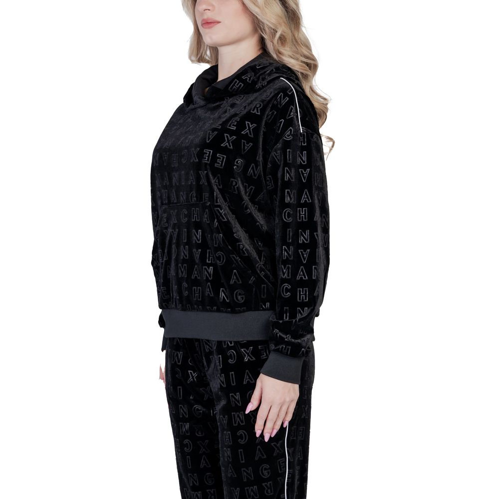 Armani Exchange Schwarzer Polyester-Kapuzenpulli