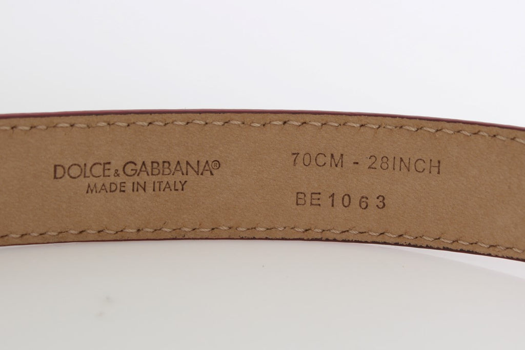 Dolce & Gabbana Rosa Polka-Schlangenhaut Gürtel mit Silberschnalle