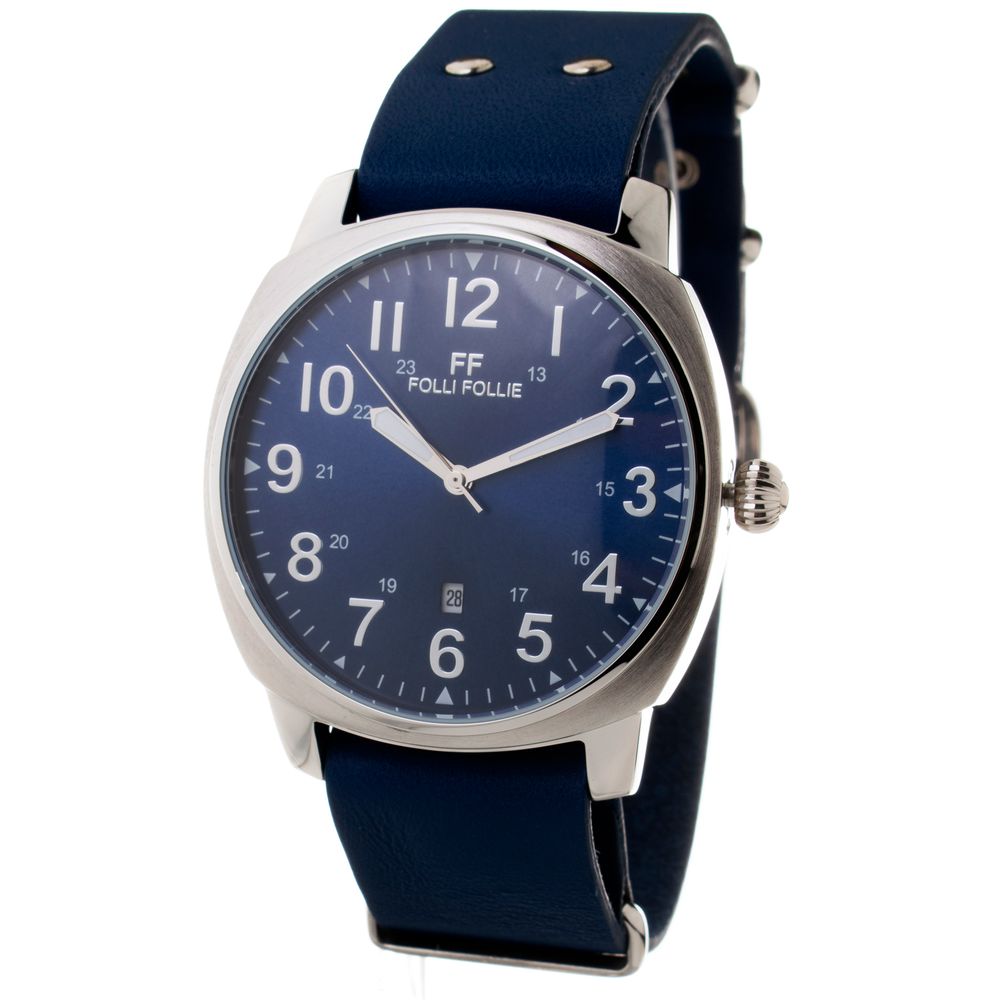 Folli Follie Elegante blaue Leder-Armbanduhr