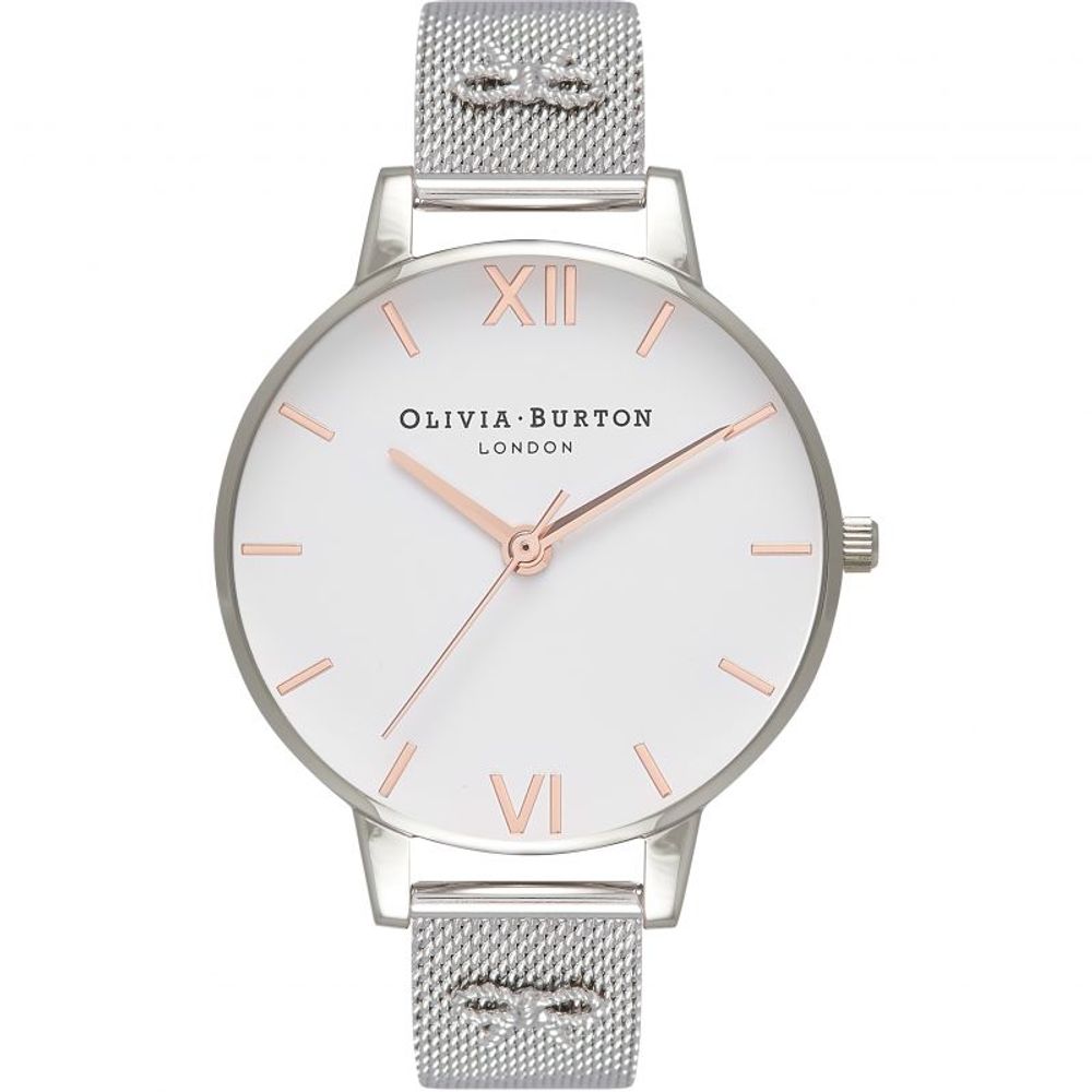 Olivia Burton Silberne Edelstahl-Armbanduhr