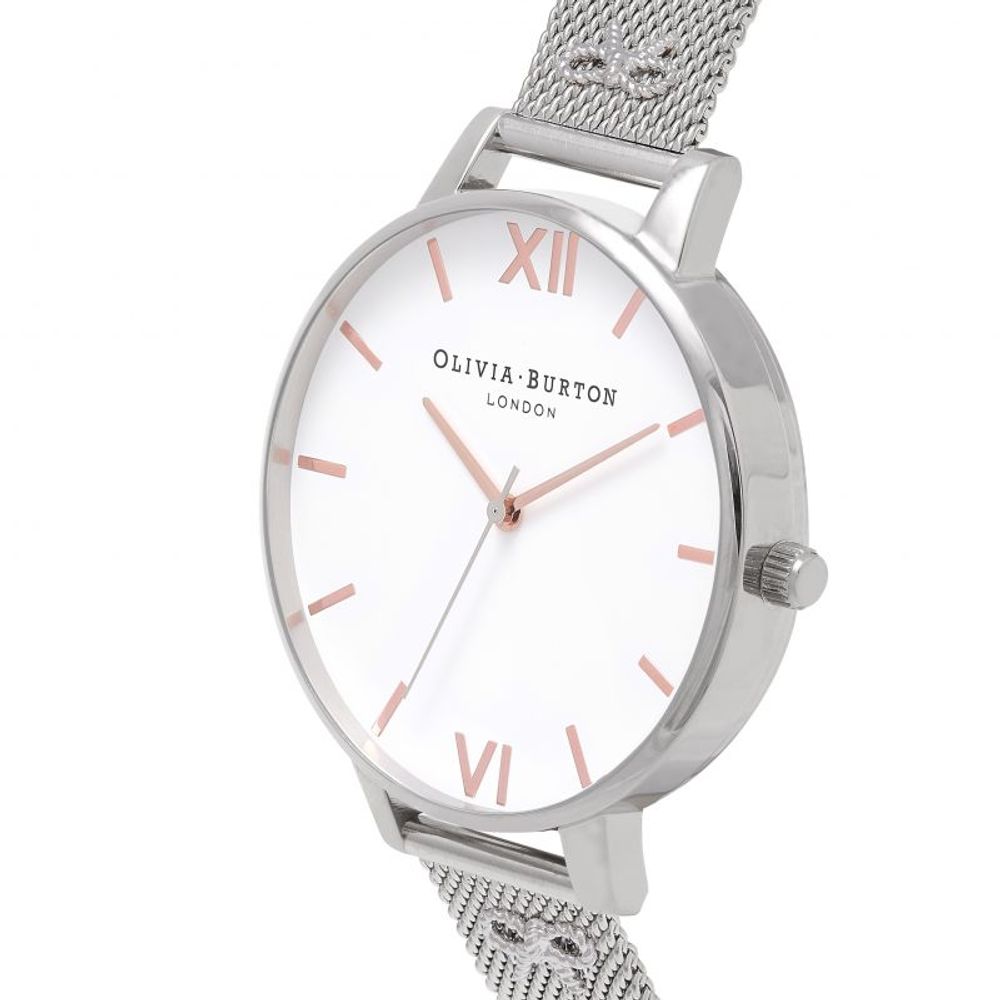 Olivia Burton Silberne Edelstahl-Armbanduhr