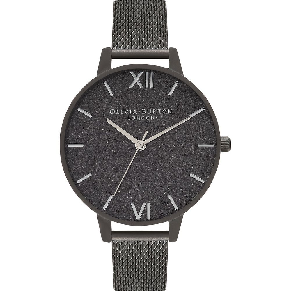Olivia Burton Schwarze Edelstahl-Armbanduhr