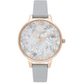 Olivia Burton Elegante graue Kunstleder-Armbanduhr