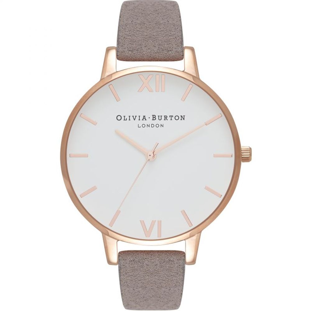 Olivia Burton Elegante graue Kunstleder-Armbanduhr