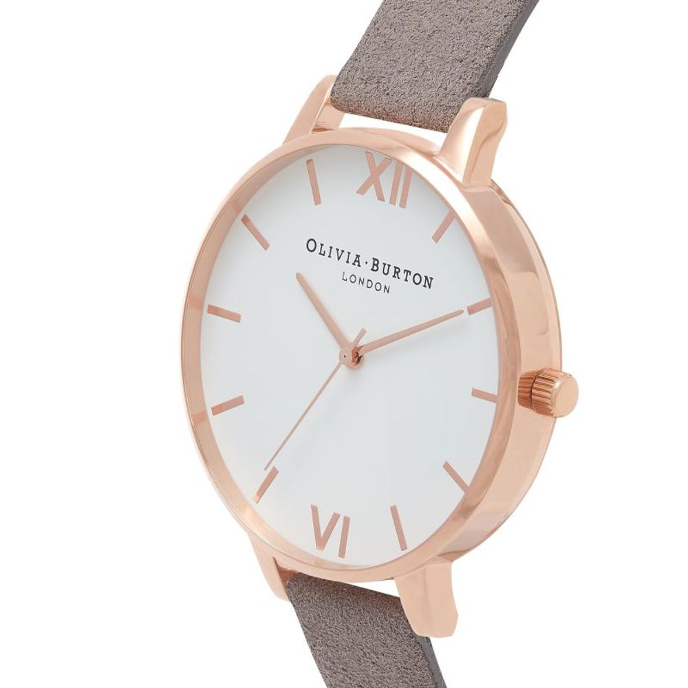 Olivia Burton Elegante graue Kunstleder-Armbanduhr