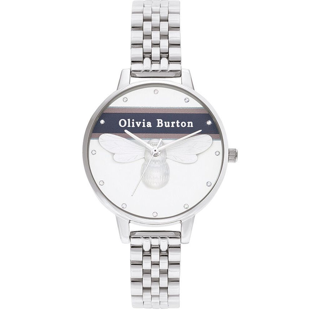 Olivia Burton Silberne Edelstahl-Armbanduhr