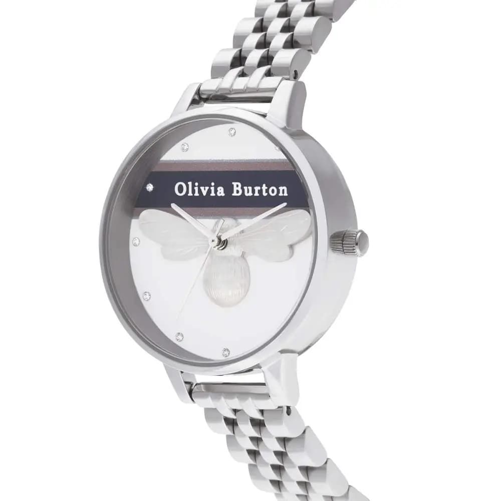 Olivia Burton Silberne Edelstahl-Armbanduhr