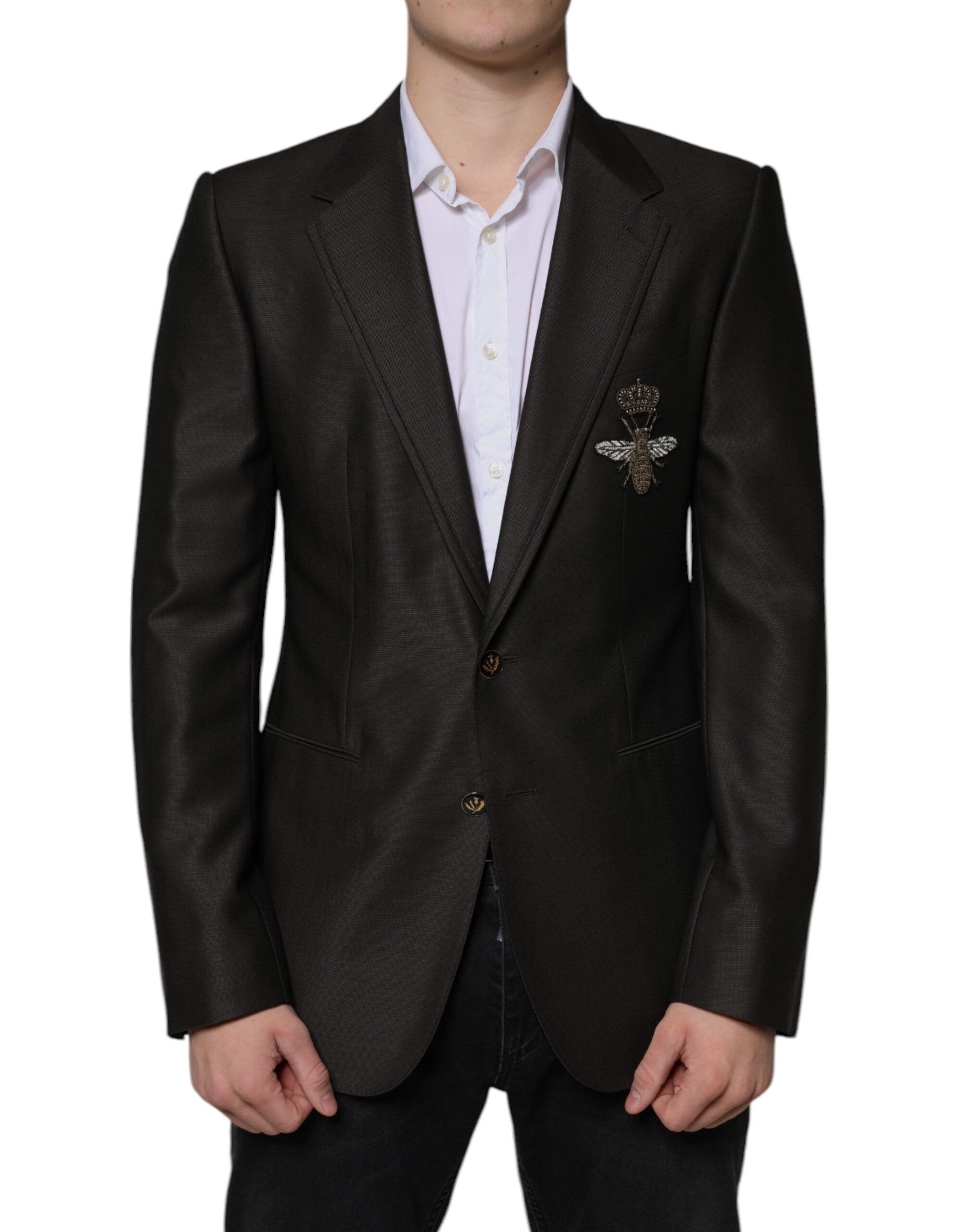 Dolce & Gabbana Blazer Braun Grün Biene Wolljacke Mantel