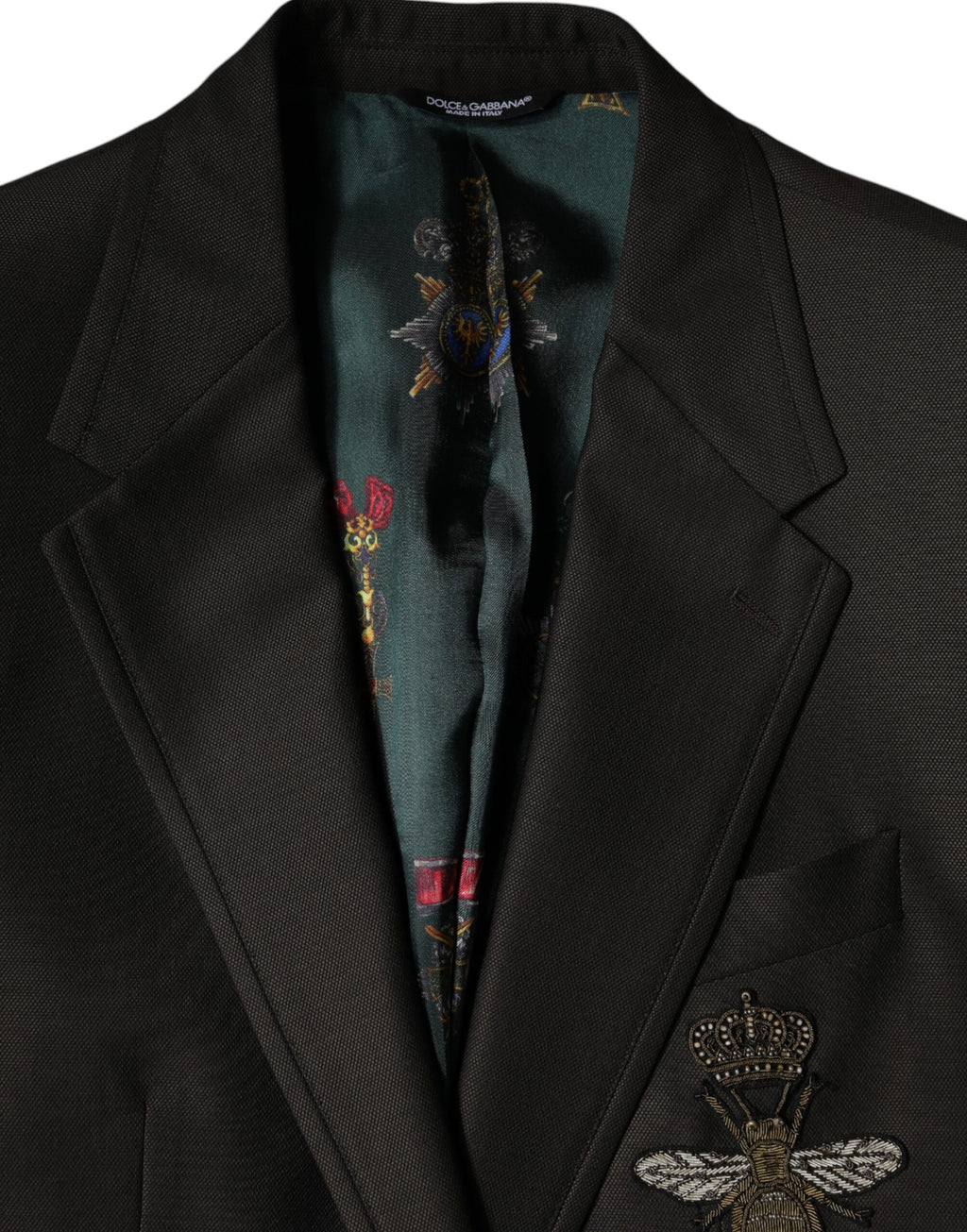 Dolce & Gabbana Blazer Braun Grün Biene Wolljacke Mantel