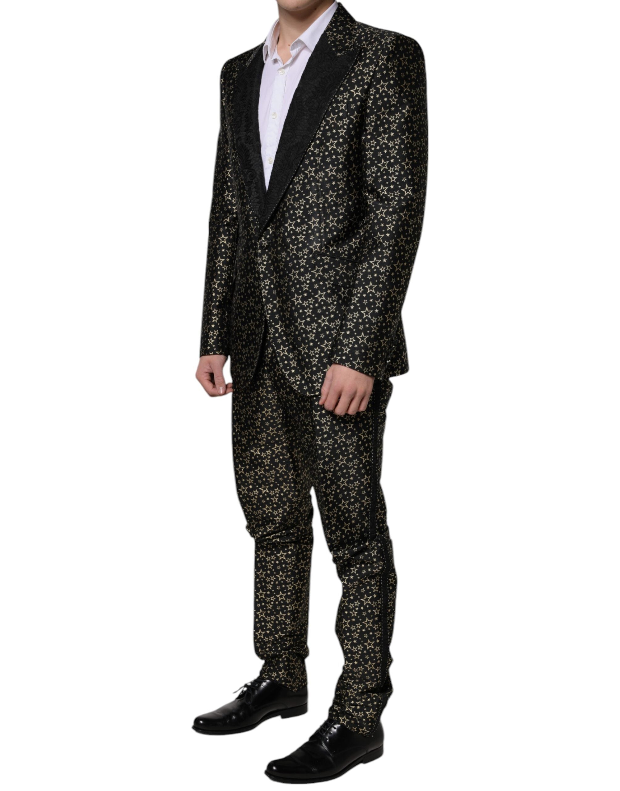 Dolce & Gabbana Schwarzer Sterne Jacquard SICILIA 2 Stück Anzug