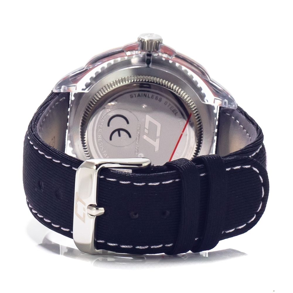 Chronotech Schwarze Leder-Cocktailuhr