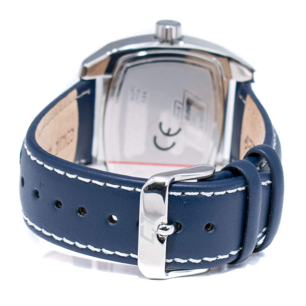 Chronotech Elegante blaue Leder-Armbanduhr