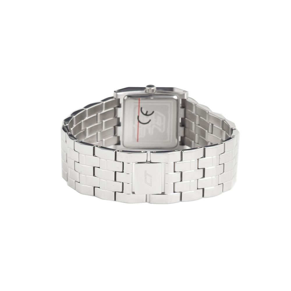 Chronotech Silberne Edelstahl-Armbanduhr