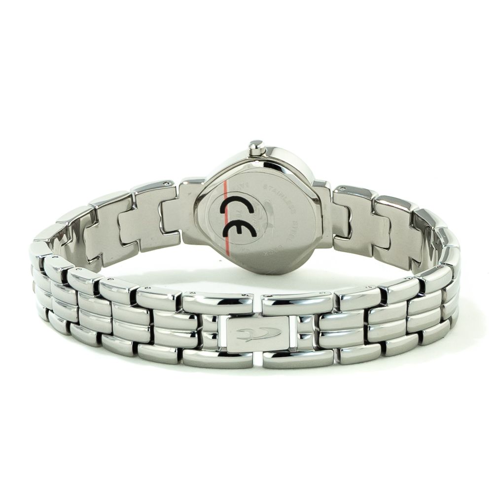 Chronotech Silberne Edelstahl-Armbanduhr