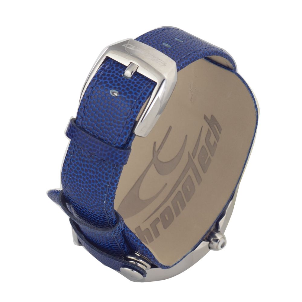 Chronotech Elegante blaue Leder-Armbanduhr